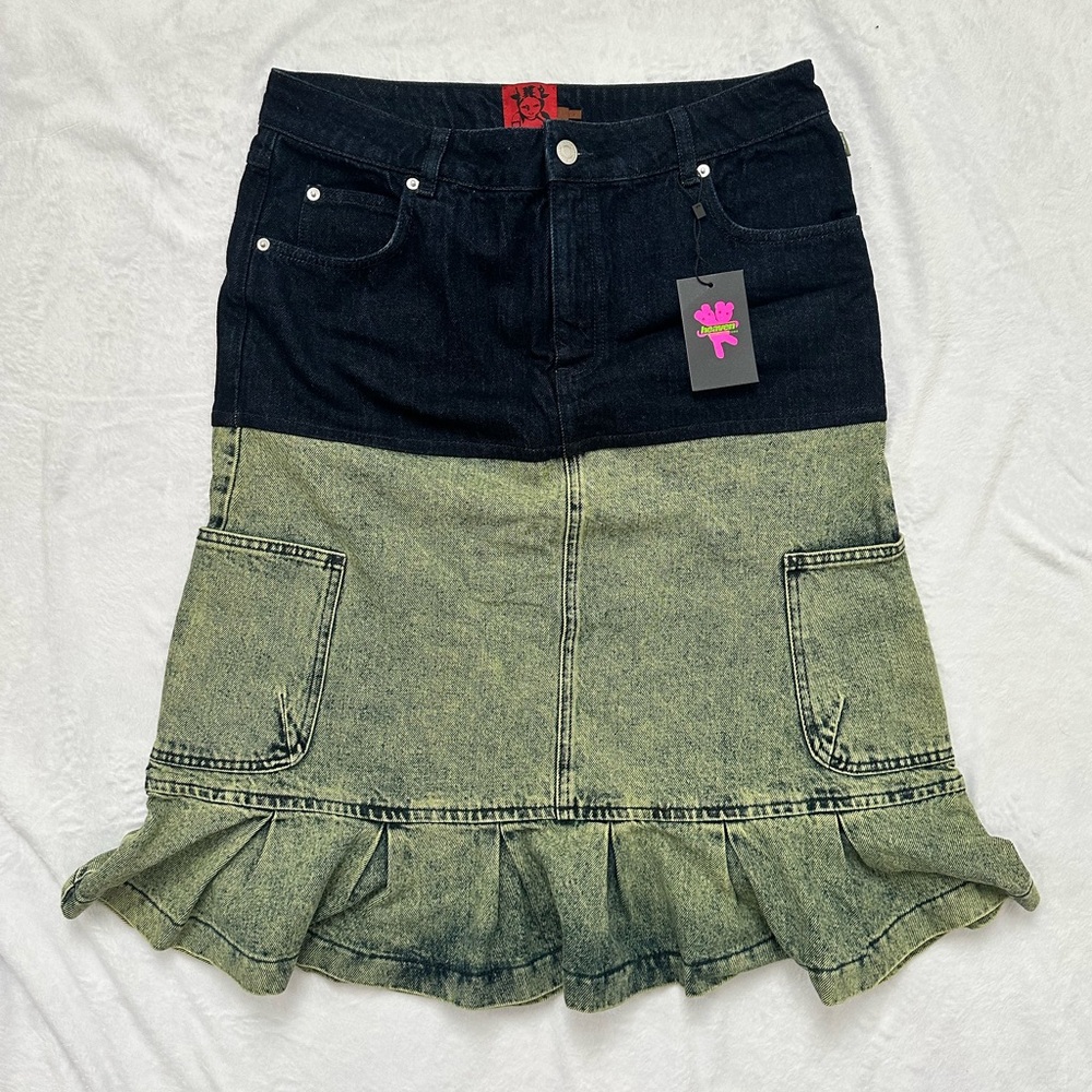Emergency Intercom x Heaven Two-Tone Denim Skirt